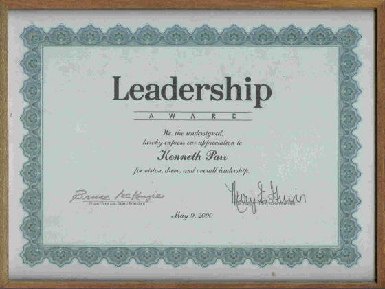 Leadership award from schools superintendent